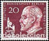 Sellos: Alemania Berl&iacute;n 1960 SW-200 &rdquo;Robert Koch, Nobel de medicina&rdquo;./ Nuevo, sin charnela, MNH.