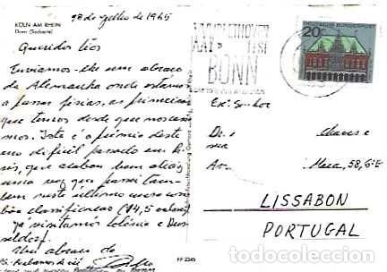 Sellos: Alemania y Colonia en el Rin, lado sur de la catedral, Bonn a Lisboa 1965 (2345)