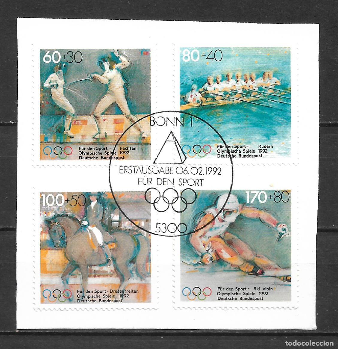 Sellos: alemania 1992 michel 1592/1595 usado deportes 10&euro; - 33/41