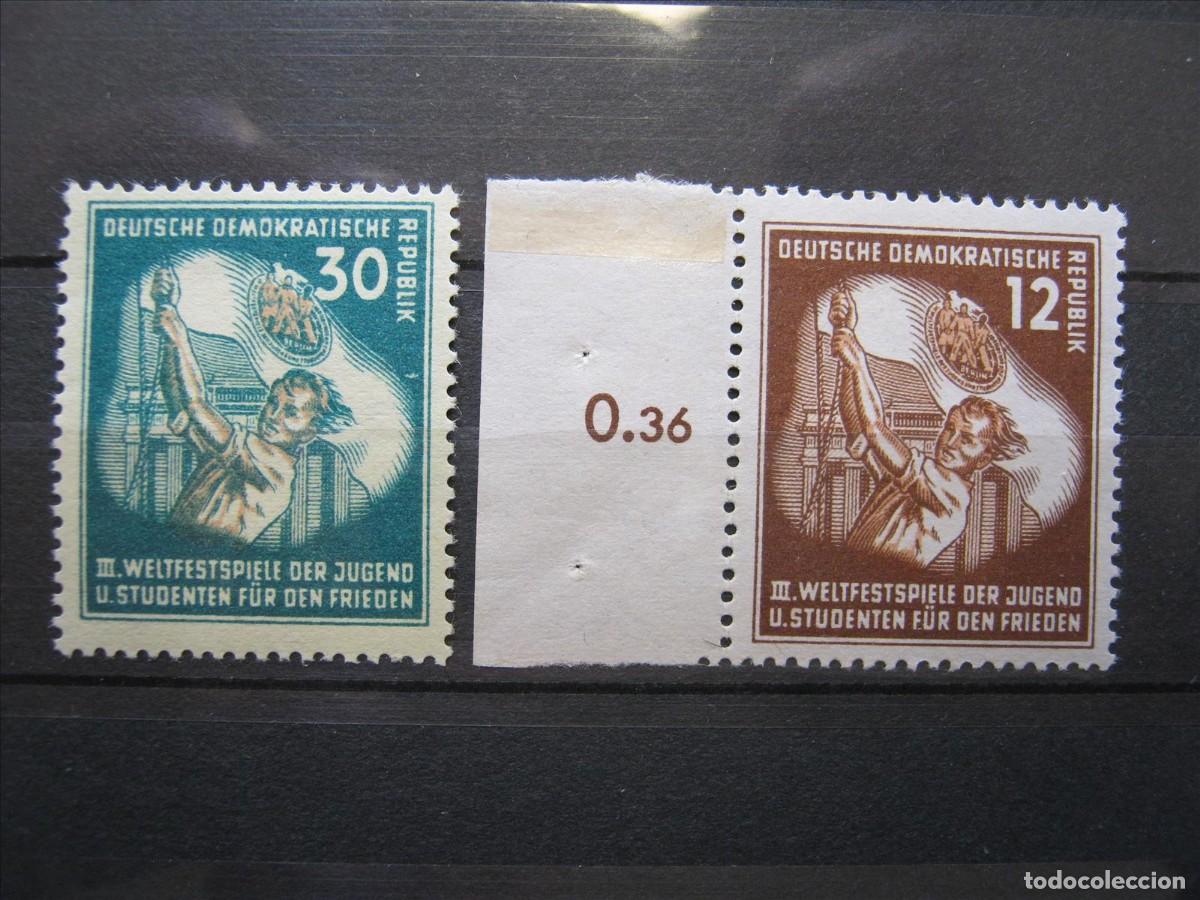 Sellos: DDR ALEMANIA ORIENTAL 1951 YVERT 41 Y 43 MNH** SIN CHARNELA LUJO.