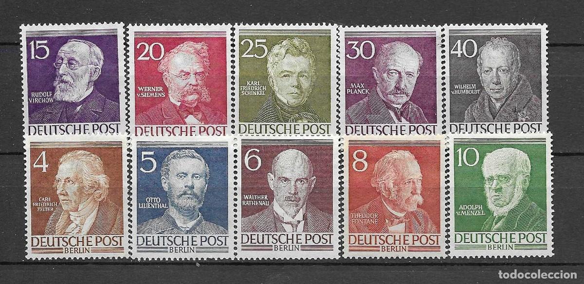 Sellos: ALEMANIA-1952- BERLIN- -BERLINESES FAMOSOS- C/ SE&Ntilde;AS FIJASELLO