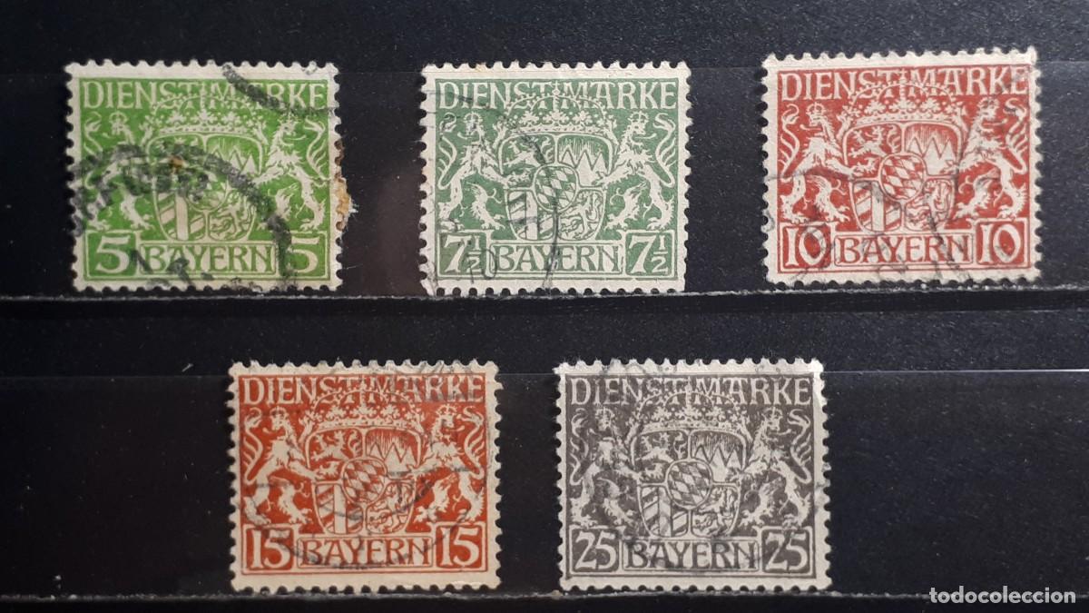 Sellos: ALEMANIA. BAVIERA. &deg;. 1916-8. YVERT Servicios 17/20, 22