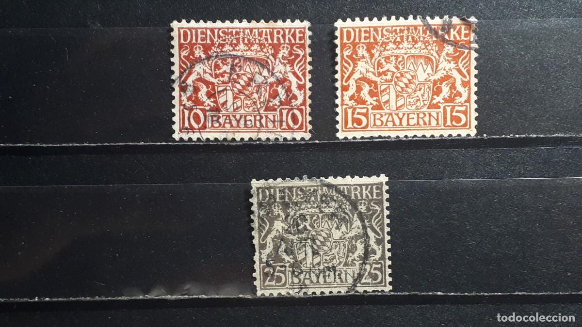 Sellos: ALEMANIA. BAVIERA. &deg;. 1916-8. YVERT Servicios 19, 20, 22