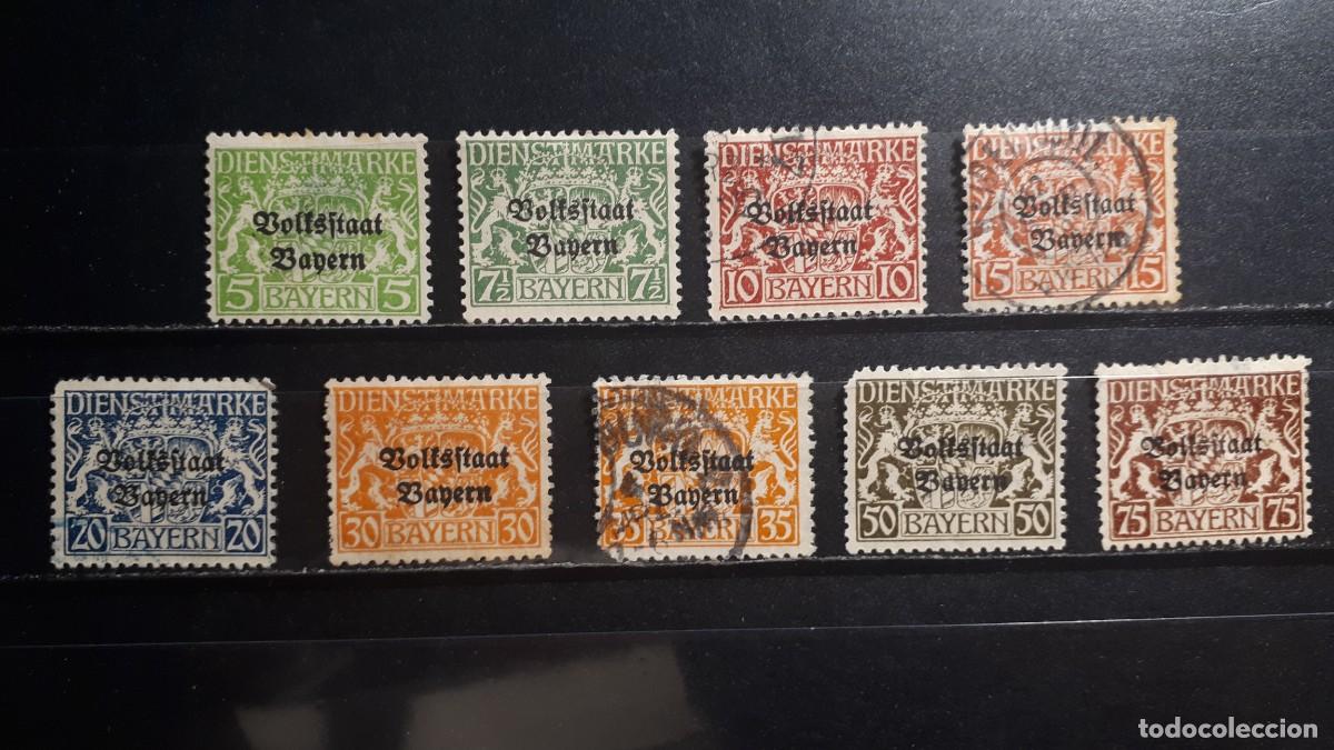 Sellos: ALEMANIA. BAVIERA. */&deg;. 1919. YVERT Servicios 31/5, 37/9, 41.