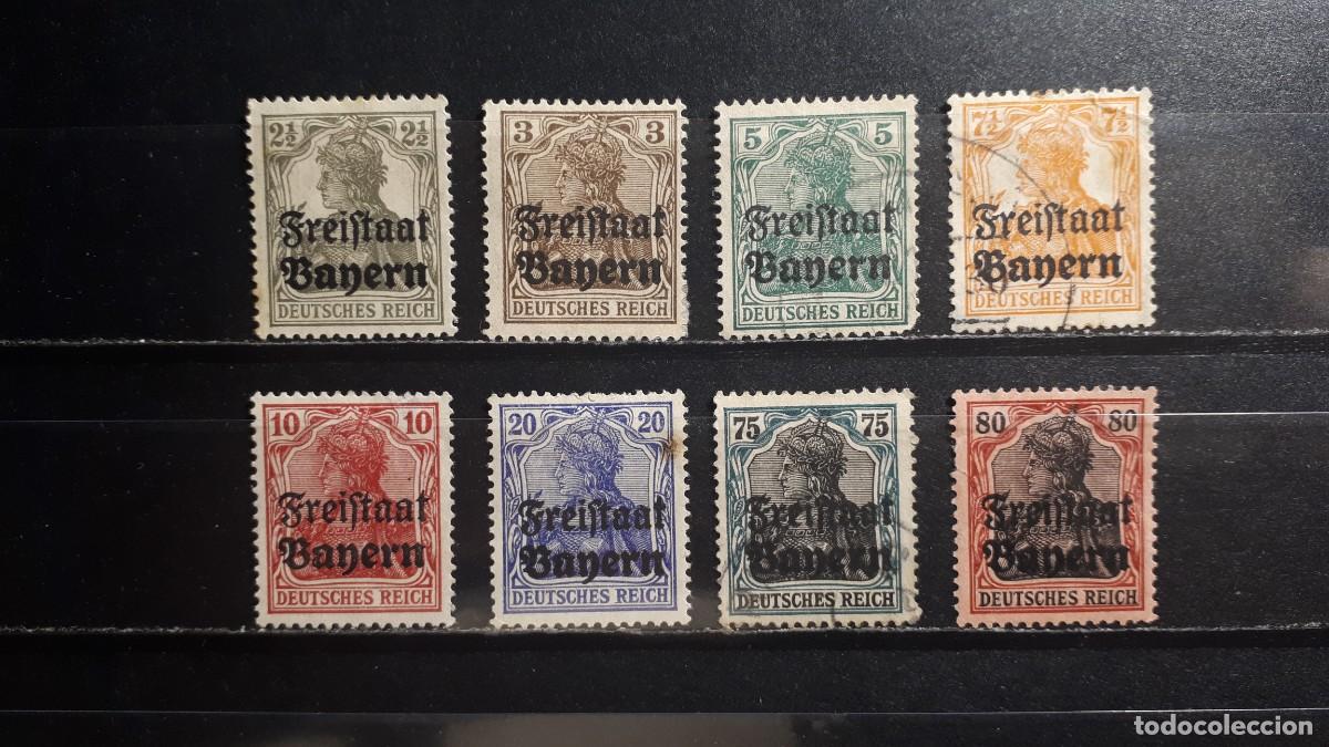 Sellos: ALEMANIA. BAVIERA. &deg;/*. 1919. YVERT 136/40, 142, 146, 147.