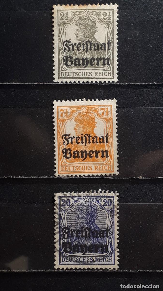 Sellos: ALEMANIA. BAVIERA. &deg;/*. 1919. YVERT 136, 139, 142.