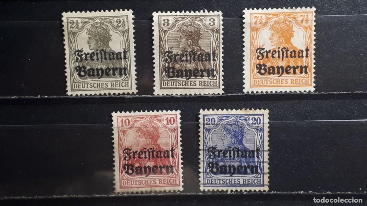 Sellos: ALEMANIA. BAVIERA. &deg;/*. 1919. YVERT 136/7, 139/40, 142