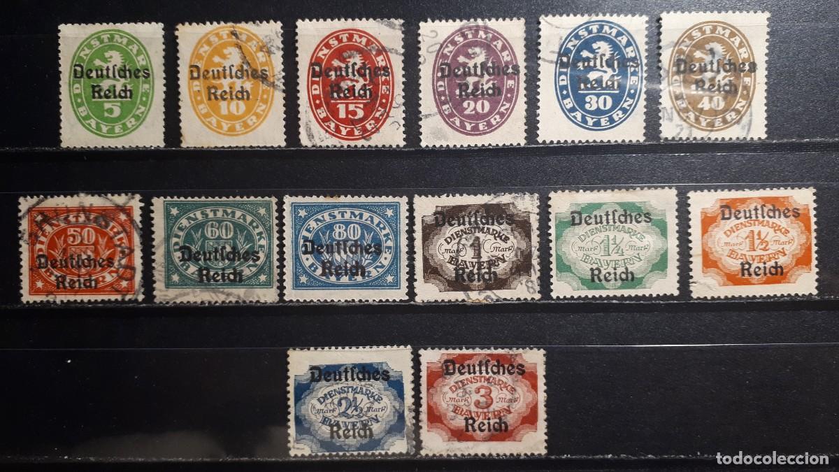 Sellos: ALEMANIA. BAVIERA. &deg;/*. 1920. YVERT servicios 61/78, falta 69, 70, 72, y 78