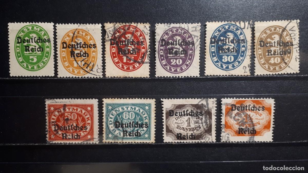 Sellos: ALEMANIA. BAVIERA. &deg;/*. 1920. YVERT servicios 61/8, 73/5