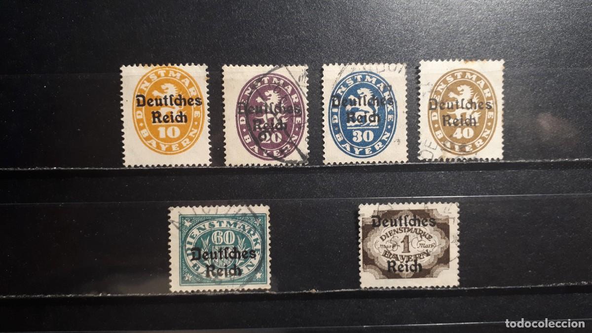 Sellos: ALEMANIA. BAVIERA. &deg;. 1920. YVERT servicios 62, 64/6, 68, 73