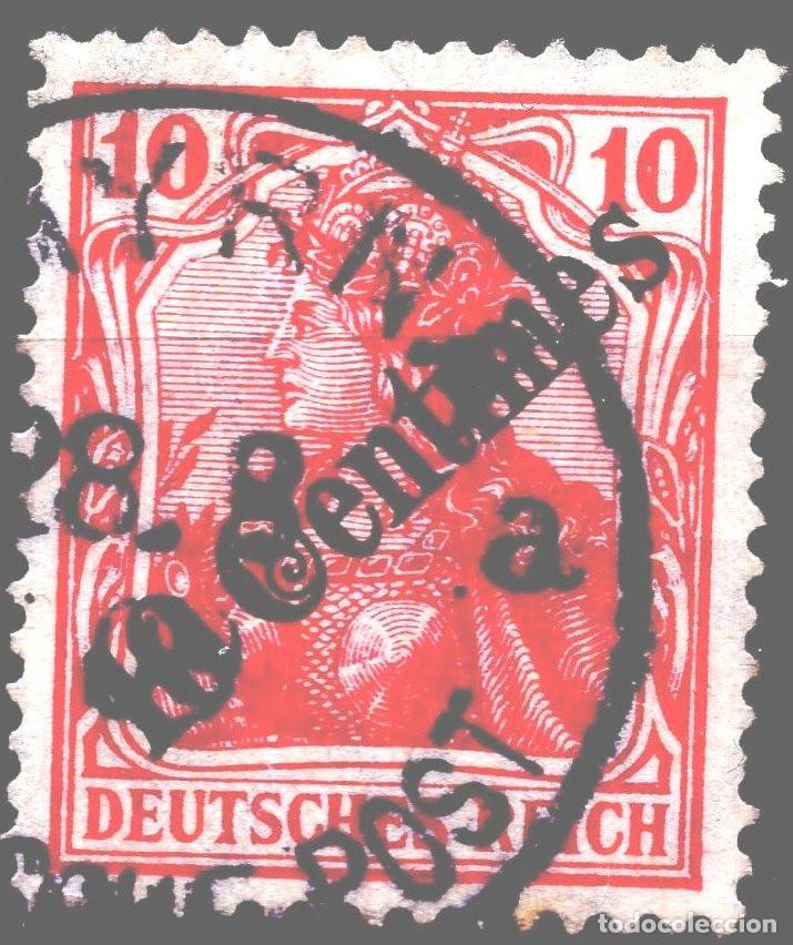 Sellos: ALEMANIA COLONIAS TURQUIA 1908 STAMP MICHEL DR-TYR 49b