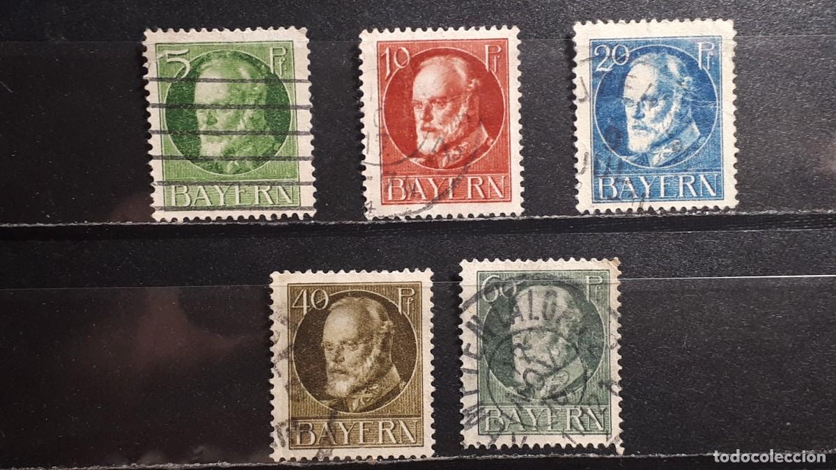 Sellos: ALEMANIA. BAVIERA. &deg;. A&Ntilde;O 1916-20. YVERT 95/7, 100 102