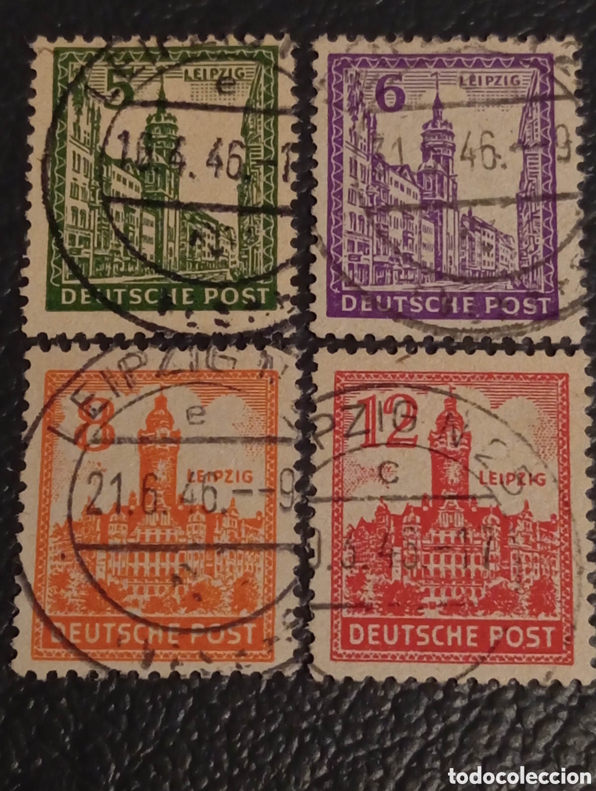 Sellos: Alemania 1946 - Leipzig Vistas - Michel Nr. 150/155 Usados