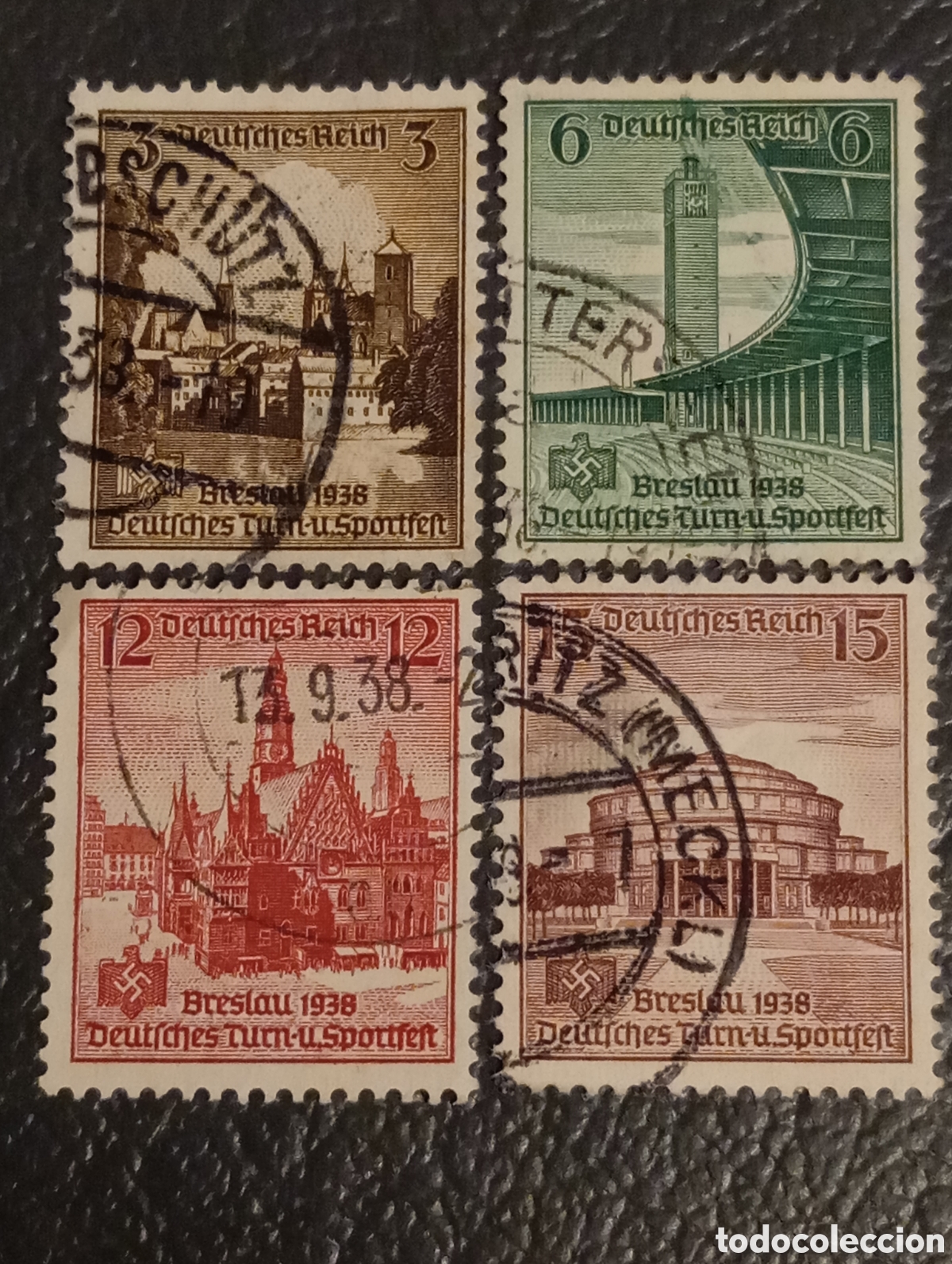 Sellos: Alemania 1938 - Serie Deportes Breslau (Mi. 665-668) Usada&rdquo;