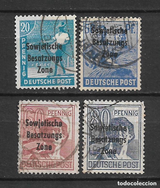 Sellos: alemania zona sovietica 1948 michel 189 + 194 + A 195/196 usado 8.60&euro; - 12/25