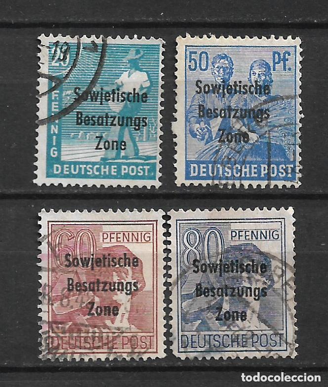 Sellos: alemania zona sovietica 1948 michel 189 + 194 + A 195/196 usado 8.60&euro; - 12/25