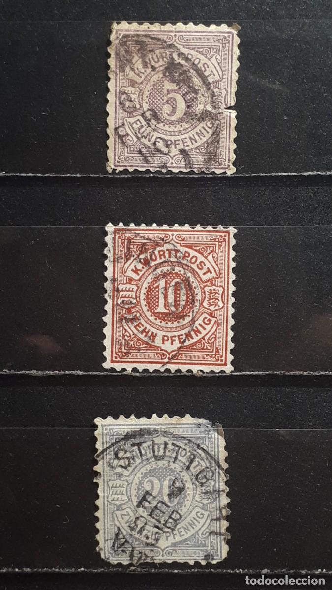 Sellos: WURTEMBERG. ALEMANIA. A&Ntilde;O 1875. &deg;. YVERT 45/7