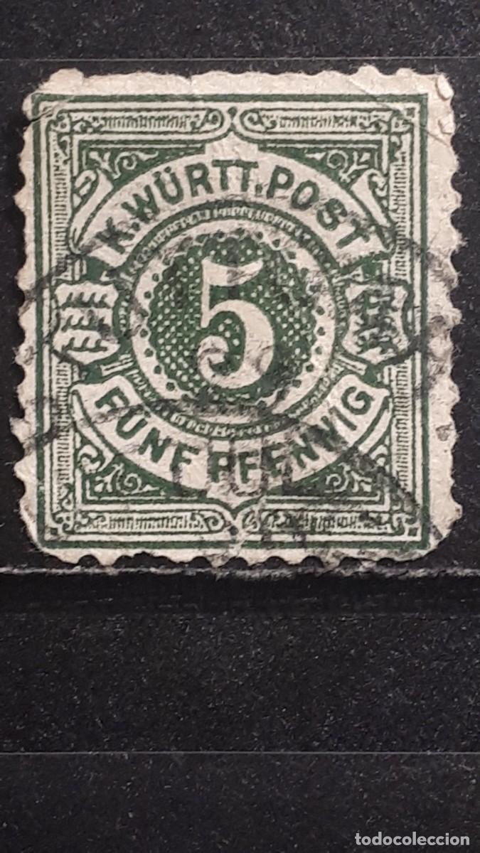Sellos: WURTEMBERG. ALEMANIA. A&Ntilde;O 1890. &deg;. YVERT 59