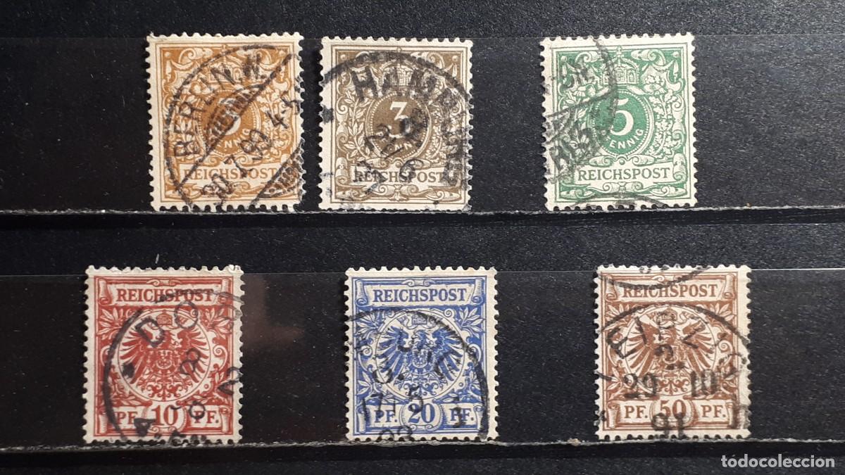 Sellos: ALEMANIA. A&Ntilde;O 1889. &deg;. YVERT 45/8. El 45 con VARIEDAD DE COLOR