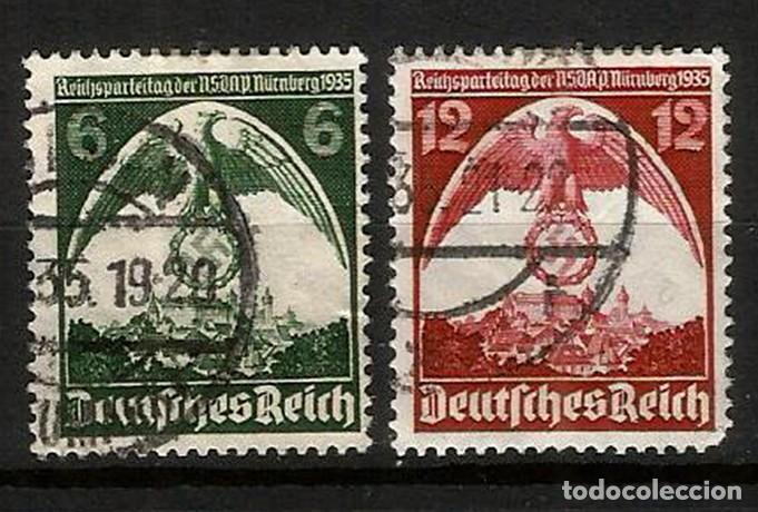 Sellos: ALEMANIA IMPERIO 1934 - REICH - VII CONGRESO NUREMBERG - SERIE COMPLETA USADA