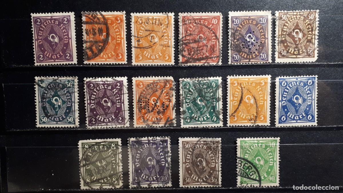 Sellos: ALEMANIA. A&Ntilde;O 1922. &deg;. YVERT 196/7, 199/203, 205/10, 211A/13