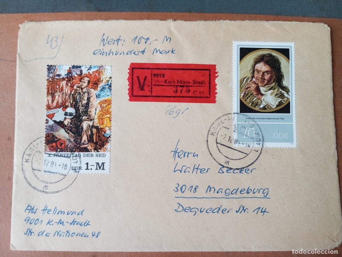 Sellos: ALEMANIA, RDA, 1981, CERTIFICADO DE CARL MARX STADT