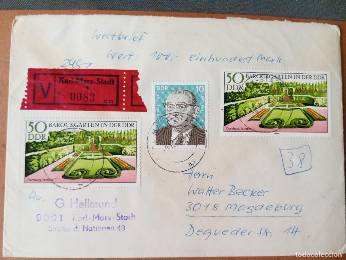 Sellos: ALEMANIA, RDA, 1980, CERTIFICADO DE CARL MARZ STADT