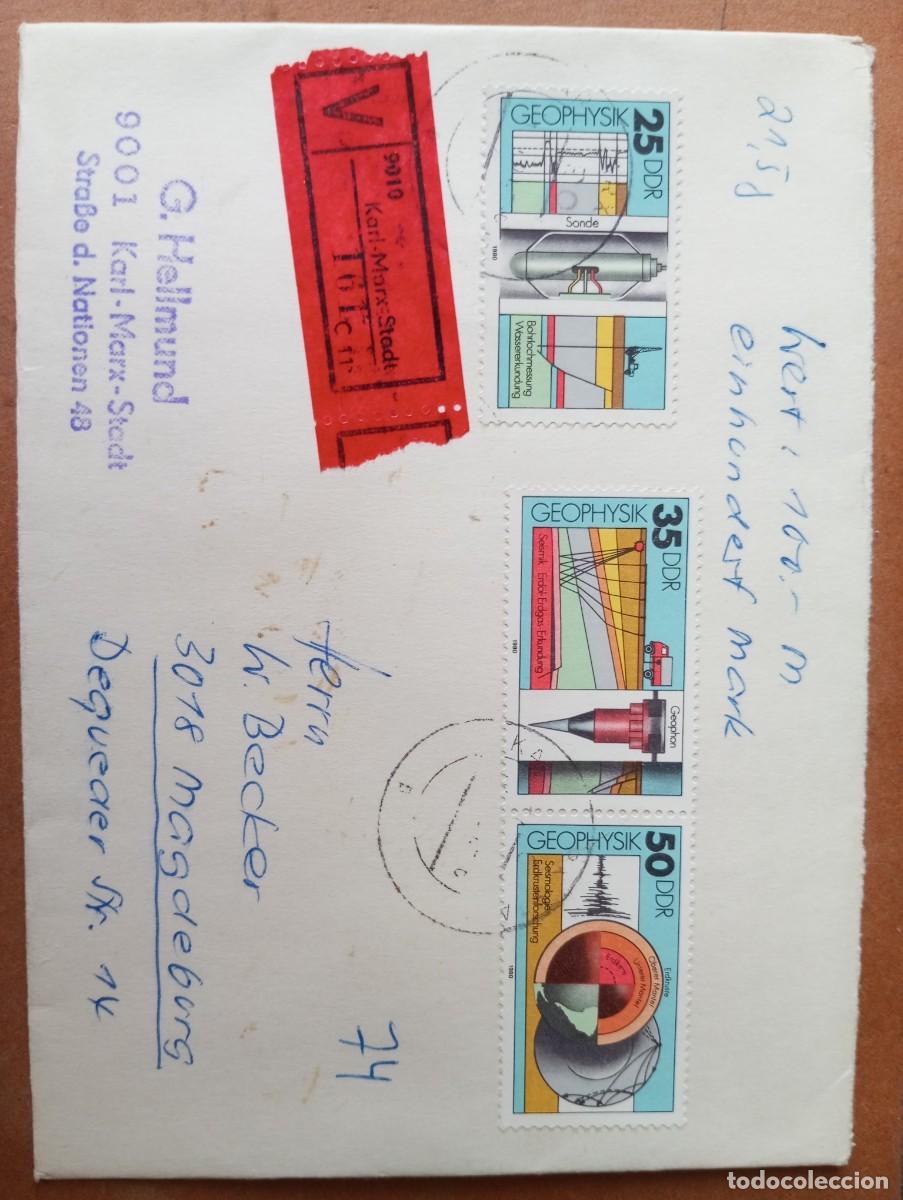 Sellos: ALEMANIA, RDA, 1980, CERTIFICADO DE CARL MARZ STADT