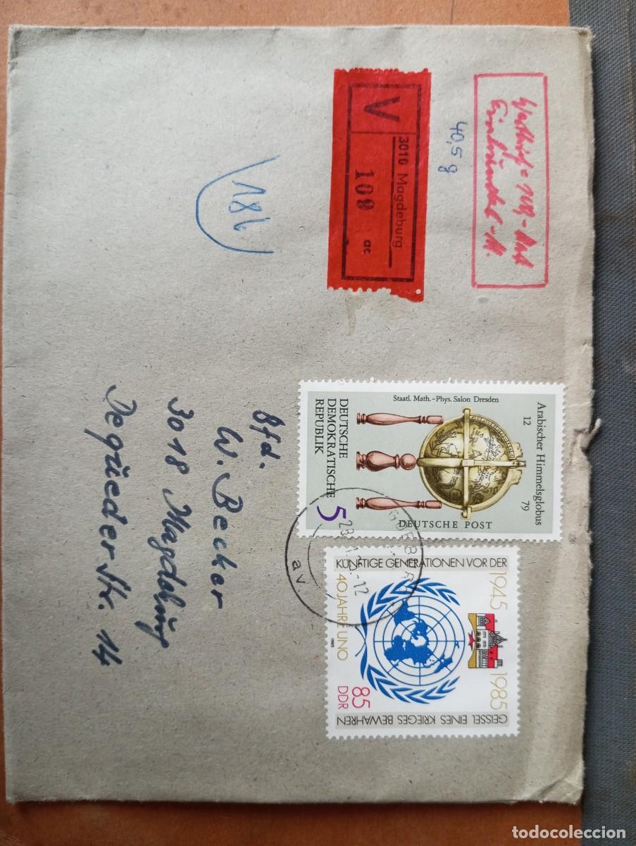 Sellos: ALEMANIA, RDA, 1990 CERTIFICADO DE MAGDEBURG, VALOR DECLARADO 100 MK
