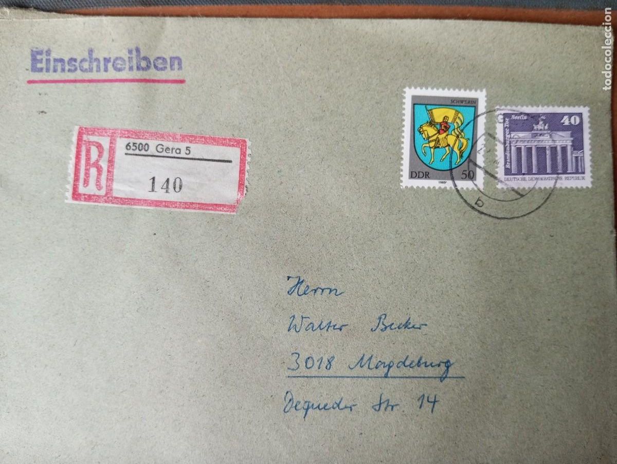 Sellos: ALEMANIA, RDA, 1986 CERTIFICADO DE GERA
