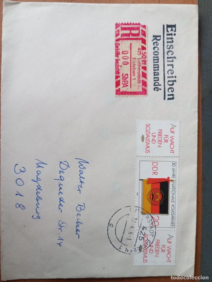 Sellos: ALEMANIA, RDA, 1986 CERTIFICADO DE LUTHERSTADT EINSLEBEN, ETIQUETA MUY RARA. VER DESCRIPCI&Oacute;N