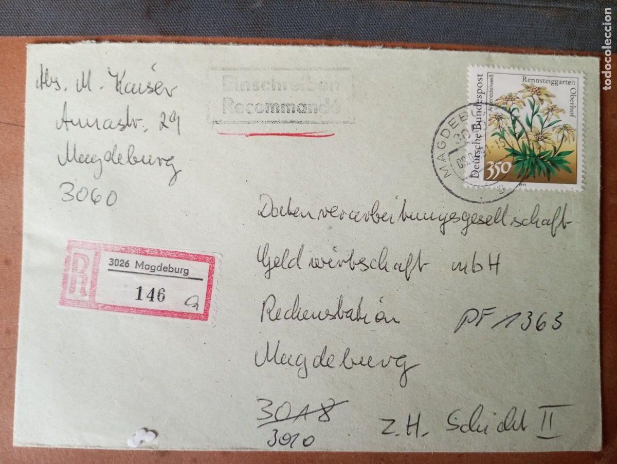 Sellos: ALEMANIA, RDA, 1991, CERTIFICADO DE MAGDEBURG