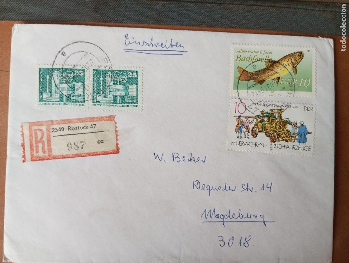 Sellos: ALEMANIA, RDA, 1989, CERTIFICADO DE ROSTOCK
