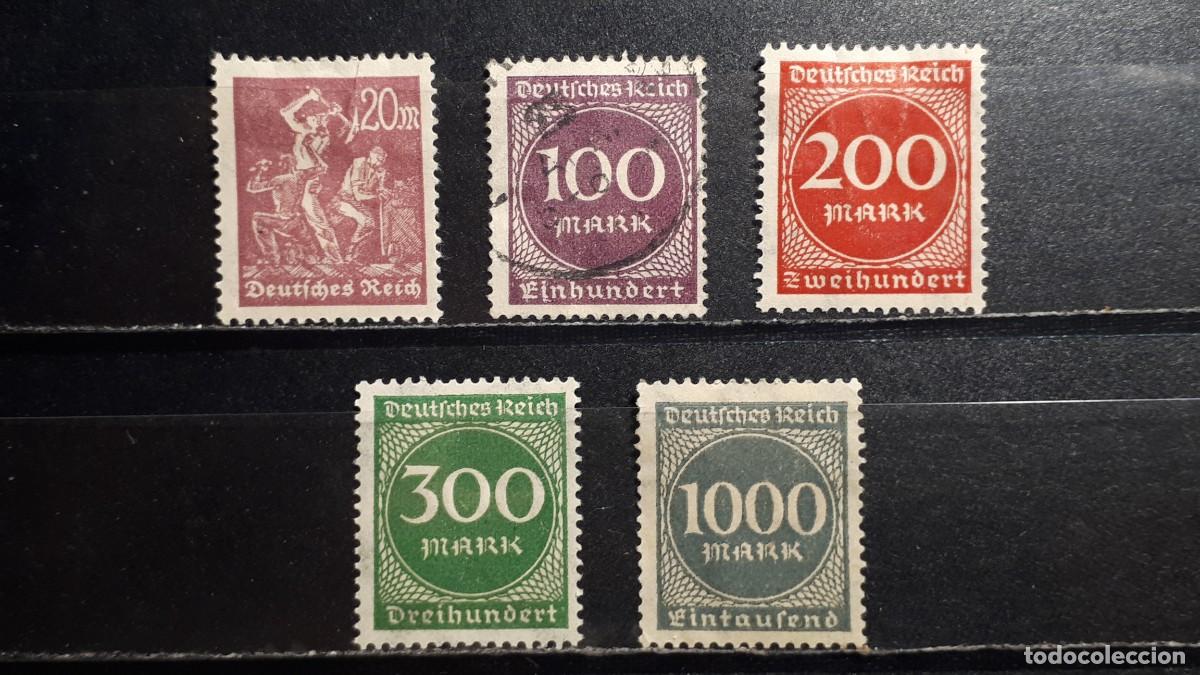 Sellos: ALEMANIA. A&Ntilde;O 1923, */&deg;. YVERT 239/40, 243/5.