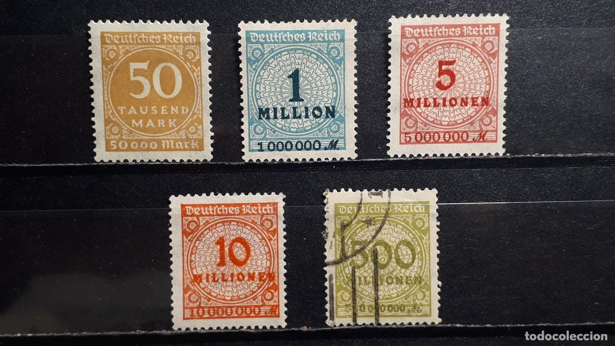 Sellos: ALEMANIA. A&Ntilde;O 1923, */&deg;. YVERT 292, 295 298/99, 305