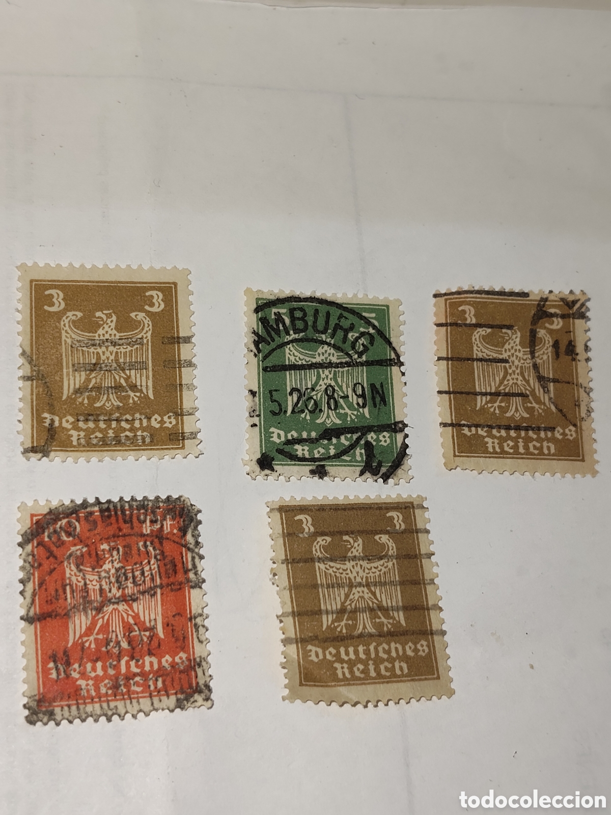 Sellos: 5 Sellos Alemanes Deutches Reich &Aacute;guila Imperial 1924 usados
