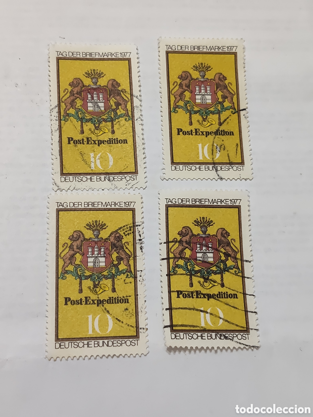 Sellos: 4 Sellos de Alemania Federal cartel hist&oacute;rico de la oficina de correos de la ciudad de Hamburgo 1977