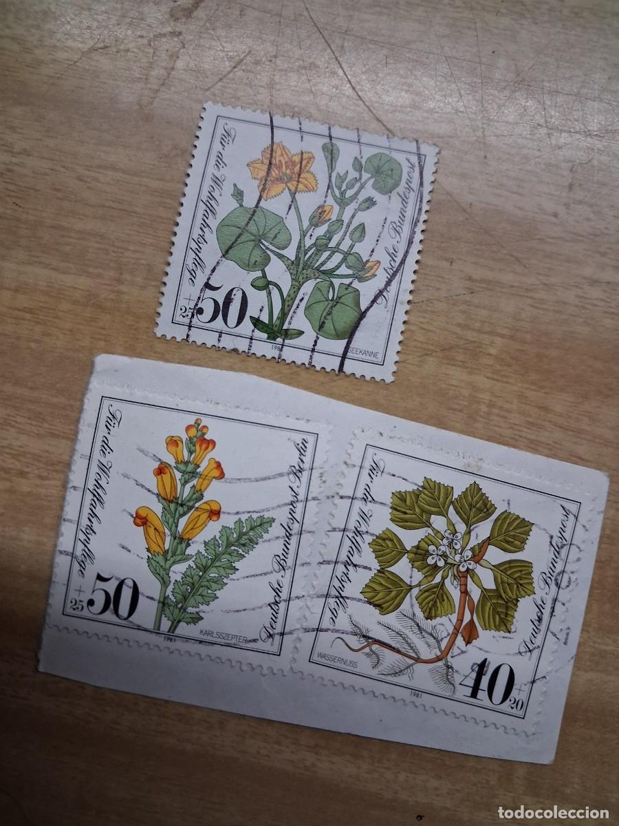 Sellos: lote 3 sellos deutsche bundespost - 40 + 50 - flores