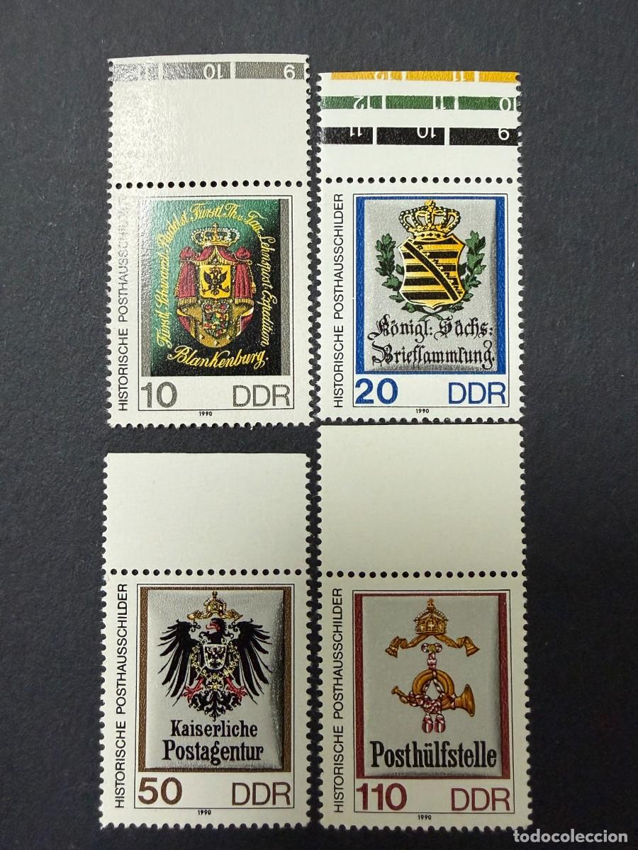 Sellos: ALEMANIA DDR, 1990. YVERT 2906/09. ESCUDOS POSTALES. NUEVO. SIN FIJASELLOS