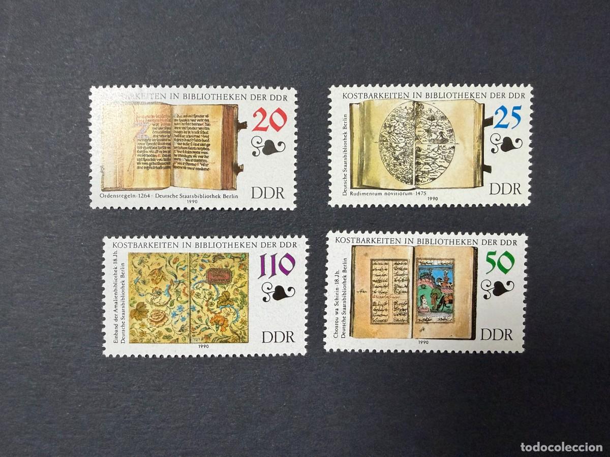 Sellos: ALEMANIA DDR, 1990. YVERT 2943/46. BIBLIOTECA NACIONAL. SERIE COMPLETA. NUEVOS. SIN FIJASELLOS