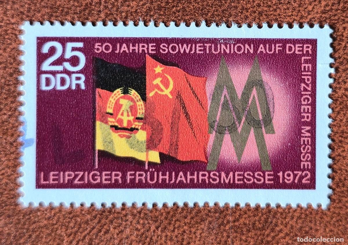 Sellos: Alemania 1972 - Primavera de Leipzig - 50 a&ntilde;os de la Uni&oacute;n Sovi&eacute;tica - Banderas