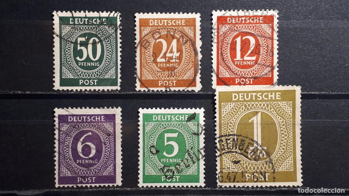 Sellos: ALEMANIA- OCUP. Int. Aliada. &deg;. A&Ntilde;O 1946. Yvert 5/6, 10, 15, 22, 27