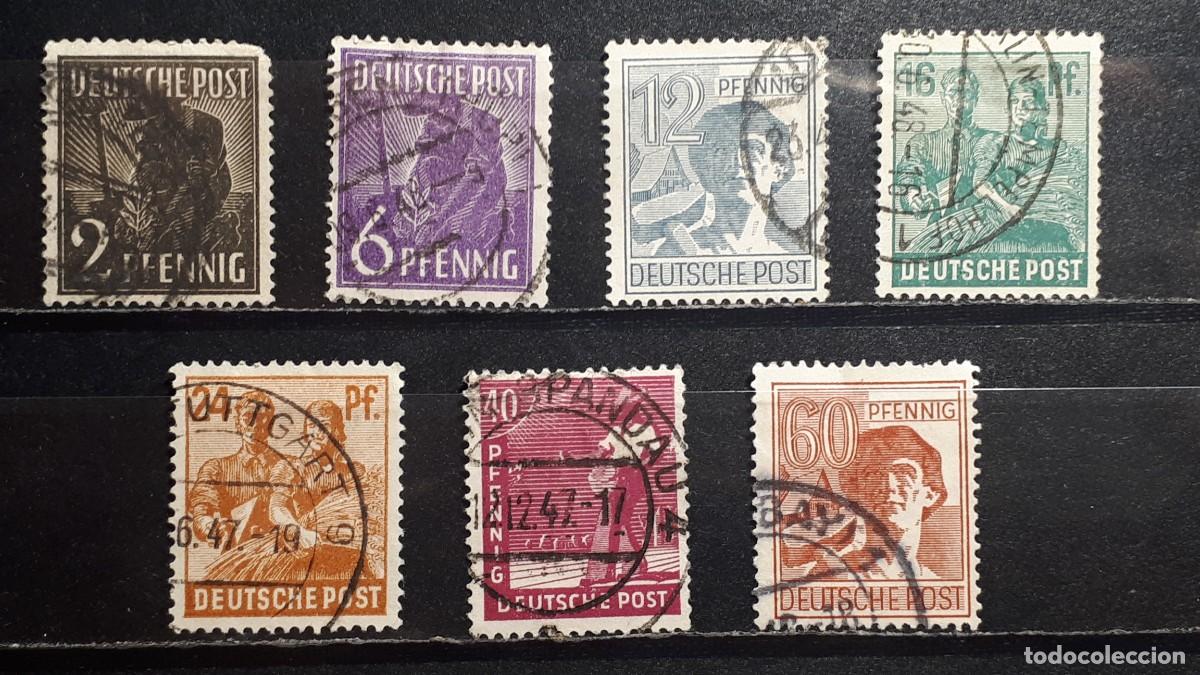 Sellos: ALEMANIA- OCUP. Int. Aliada. &deg;. A&Ntilde;O 1947. Yvert 32/3, 36, 38, 40, 43, 45.
