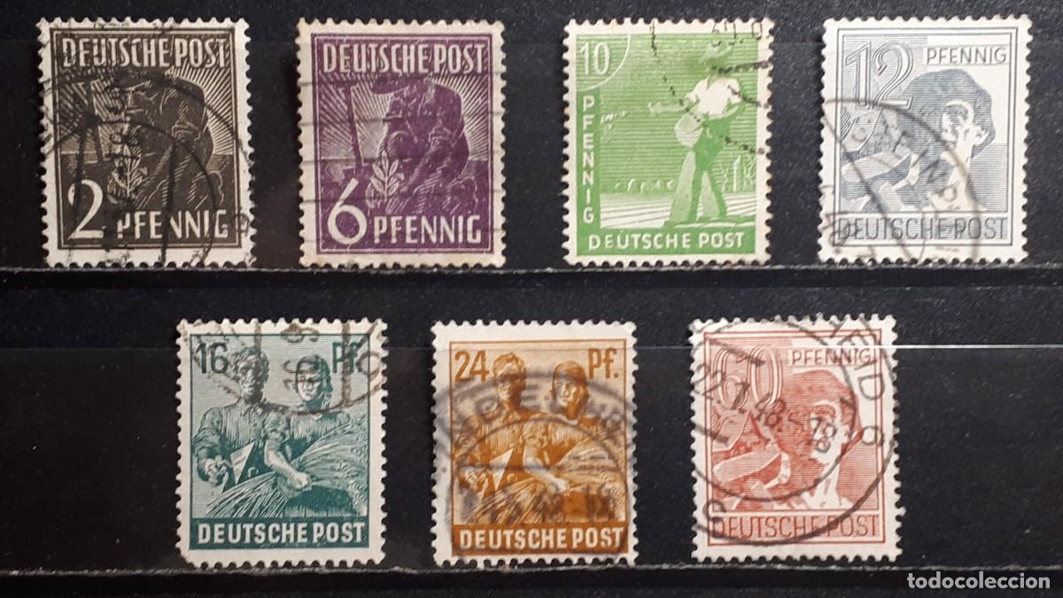 Sellos: ALEMANIA- OCUP. Int. Aliada. &deg;. A&Ntilde;O 1947. Yvert 32/3, 35/6, 38, 40, 45.