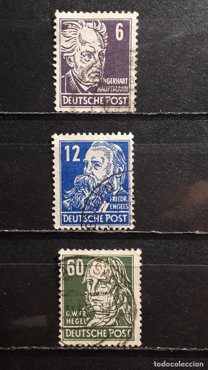 Sellos: ALEMANIA ORIENTAL. &deg;. A&Ntilde;O 1948. Yvert 33, 36, 45.