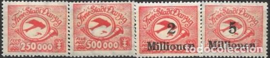Sellos: ALEMANIA-D&Aacute;NZIG-SELLOS A&Ntilde;OS 1923-CORREO A&Eacute;REO-NUEVOS-DENTADO 14