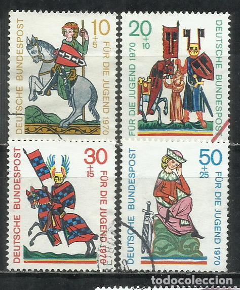 Sellos: 042B-ALEMANIA SERIE COMPLETA ALEMANIA FEDERAL,1970 N&ordm; 475/478 USADO