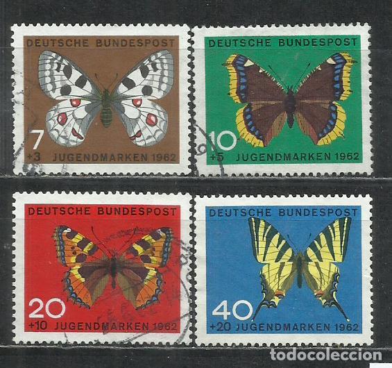 Sellos: 042D-ALEMANIA SERIE COMPLETA 1962 N&ordm; 248/251 MARIPOSAS INSECTOS 6,00&euro;