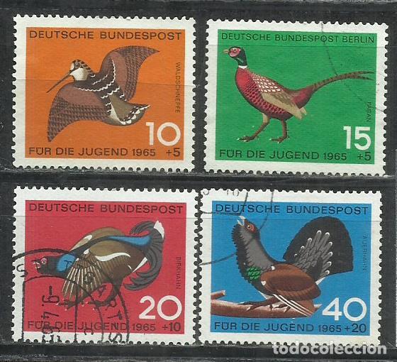 Sellos: 042J-ALEMANIA SERIE COMPLETA 1965 AVES FAUNA SALVAJE 330/333 SOBRE TASAS.