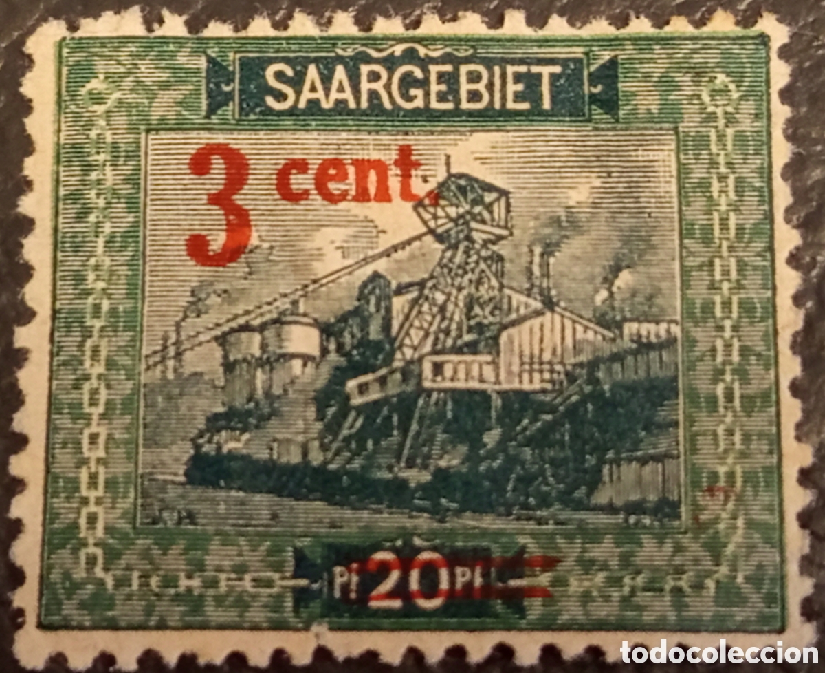 Timbres: Sello Saargebiet 1921 - Mi. 54 (3c sobre 20pf) - Estado MH